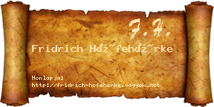 Fridrich Hófehérke névjegykártya